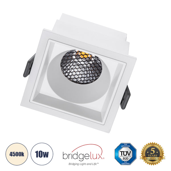 PLUTO-M 60272 Χωνευτό LED Spot Downlight TrimLess Μ8.4xΠ8.4cm 10W 1300lm 38° AC 220-240V IP20 Anti-Glare HoneyComb - Φυσικό Λευκό 4500K - Bridgelux COB - 5 Years Warranty