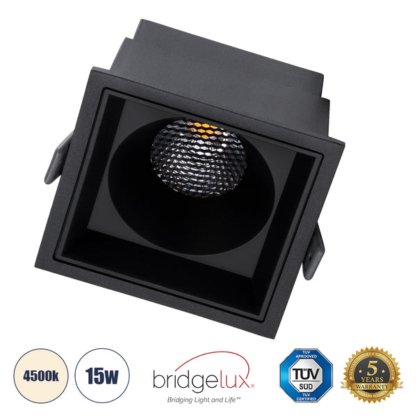 PLUTO-B 60280 Χωνευτό LED Spot Downlight TrimLess Μ10.4xΠ10.4cm 15W 1950lm 38° AC 220-240V IP20 Anti-Glare HoneyComb - Φυσικό Λευκό 4500K - Bridgelux COB - 5 Years Warranty