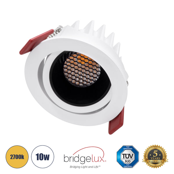 LEO-R 60283 Χωνευτό LED Spot Downlight TrimLess Φ8.5cm 10W 1250lm 38° AC 220-240V IP20 Anti-Glare HoneyComb - Θερμό Λευκό 2700K - Bridgelux COB - 5 Years Warranty