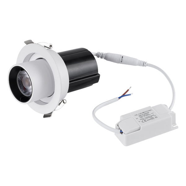 VIRGO-S 60302 Χωνευτό LED Spot Downlight TrimLess Φ9cm 7W 910lm 36° AC 220-240V IP20 - Στρόγγυλο - Λευκό με Μαύρο Κάτοπτρο - Φυσικό Λευκό 4500K - Bridgelux COB - 5 Years Warranty