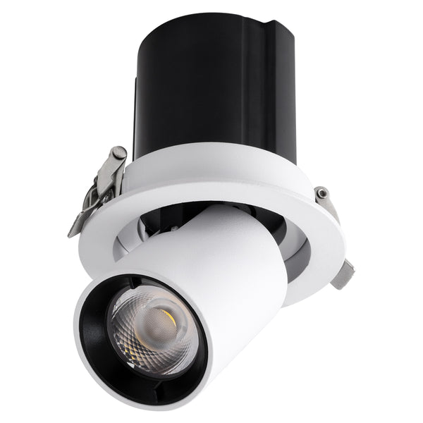 VIRGO-S 60302 Χωνευτό LED Spot Downlight TrimLess Φ9cm 7W 910lm 36° AC 220-240V IP20 - Στρόγγυλο - Λευκό με Μαύρο Κάτοπτρο - Φυσικό Λευκό 4500K - Bridgelux COB - 5 Years Warranty