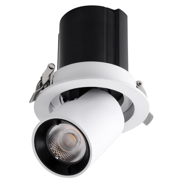 VIRGO-S 60303 Χωνευτό LED Spot Downlight TrimLess Φ9cm 7W 875lm 36° AC 220-240V IP20 - Στρόγγυλο - Λευκό με Μαύρο Κάτοπτρο - Θερμό Λευκό 2700K - Bridgelux COB - 5 Years Warranty