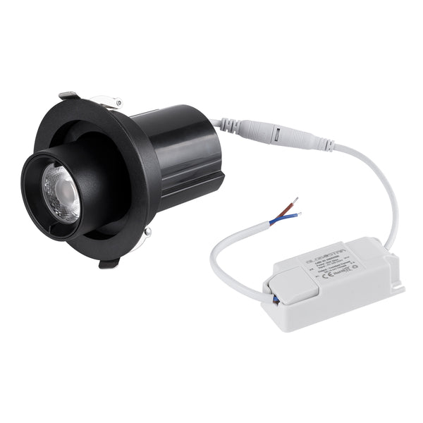 VIRGO-S 60305 Χωνευτό LED Spot Downlight TrimLess Φ9cm 7W 875lm 36° AC 220-240V IP20 - Στρόγγυλο - Μαύρο - Θερμό Λευκό 2700K - Bridgelux COB - 5 Years Warranty