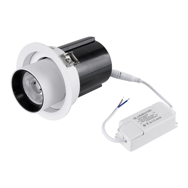 VIRGO-M 60306 Χωνευτό LED Spot Downlight TrimLess Φ11cm 12W 1560lm 36° AC 220-240V IP20 - Στρόγγυλο - Λευκό με Μαύρο Κάτοπτρο - Φυσικό Λευκό 4500K - Bridgelux COB - 5 Years Warranty