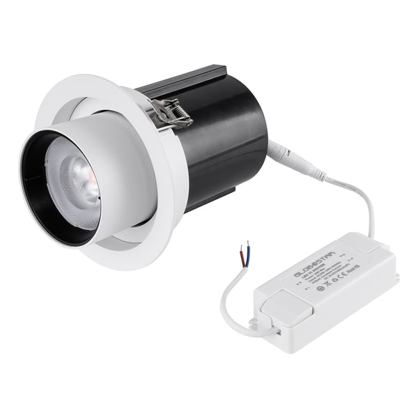 VIRGO-B 60310 Χωνευτό LED Spot Downlight TrimLess Φ13.5cm 20W 2600lm 36° AC 220-240V IP20 Φ13.5cm x Υ14cm - Στρόγγυλο - Λευκό με Μαύρο Κάτοπτρο - Φυσικό Λευκό 4500K - Bridgelux COB - 5 Years Warranty