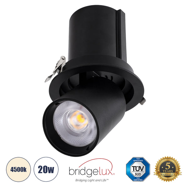 VIRGO-B 60312 Χωνευτό LED Spot Downlight TrimLess Φ13.5cm 20W 2600lm 36° AC 220-240V IP20 - Στρόγγυλο - Μαύρο - Φυσικό Λευκό 4500K - Bridgelux COB - 5 Years Warranty