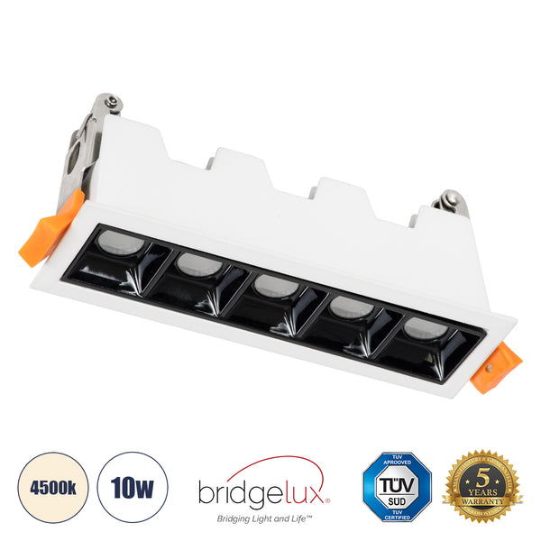 LUMINAR SUPERIOR 60318 Einbau-LED-Spot-Downlight TrimLess 10 W 1400 lm 36° AC 220–240 V IP20 M14,8 x B4,3 x H4,5 cm – Weiß mit schwarzem Spiegel – Naturweiß 4500 K – Bridgelux High Lumen Chip Gen2 – TÜV-zertifizierter Treiber – 5 Jahre Garantie