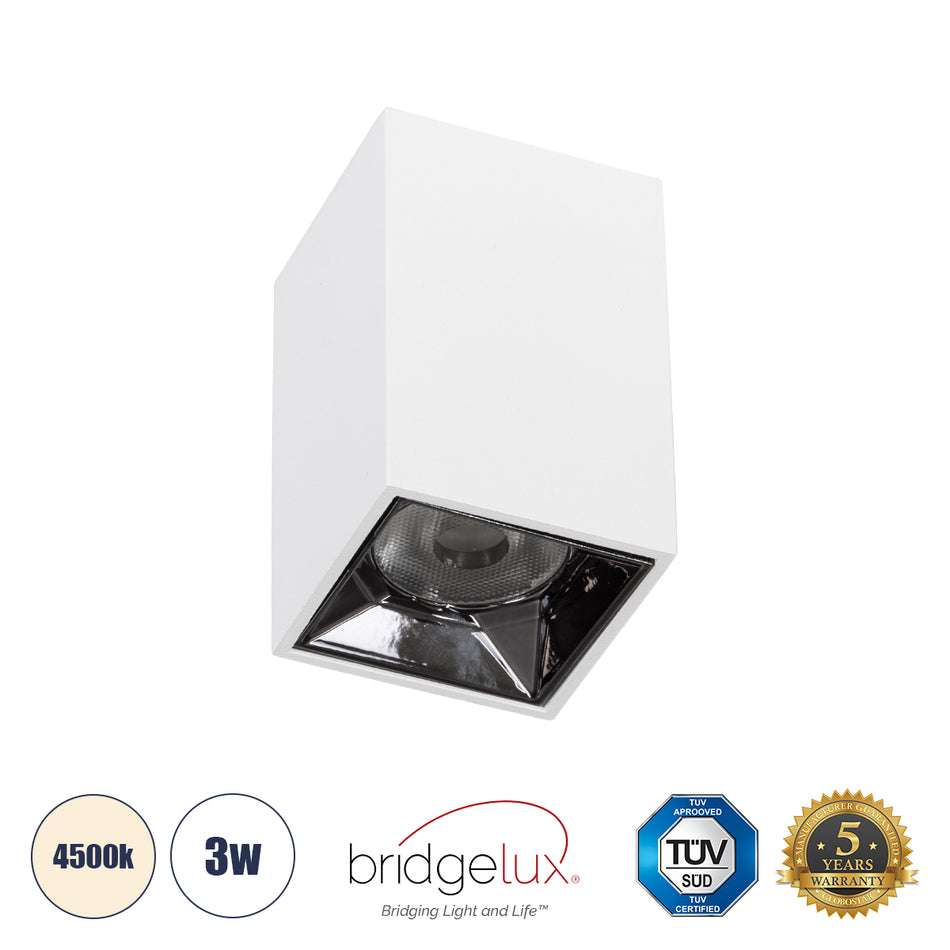 LUMINAR 60322 Downlight Σποτ LED 3W 420lm 36°  IP20 Φυσικό Λευκό 4500K - Osram SMD Chip & TÜV SÜD Driver - Λευκό Ματ - Μ4.2 x Π4.2 x Υ6.6cm - 5 Χρόνια Εγγύηση