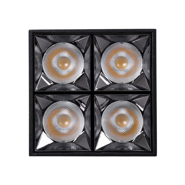 LUMINAR SUPERIOR 60332 Surface LED Spot Downlight TrimLess 14 W 1960 lm 36° AC 220–240 V IP20 M8,2 x B8,2 x H6,6 cm – Schwarz mit Chromspiegel – Naturweiß 4500 K – Bridgelux High Lumen Chip Gen2 – TÜV-zertifizierter Treiber – 5 Jahre Garantie