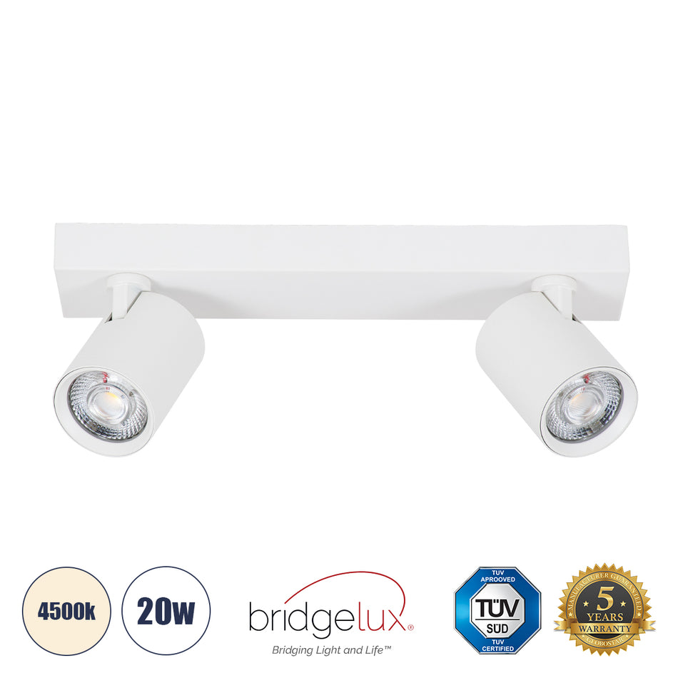 GLOBOSTAR® LEONARDO 60347 Μοντέρνο Φωτιστικό Οροφής LED 20W 2400lm 60° AC 220-240V IP20 Φυσικό Λευκό 4500K - Bridgelux COB - Λευκό - Μ32 x Π7 x Υ11.8cm - 5 Χρόνια Εγγύηση