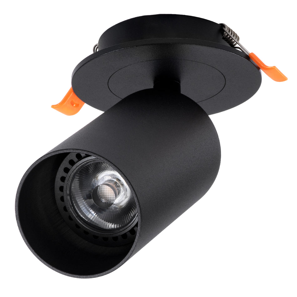 LEO 60350 Χωνευτό Κινούμενο Φωτιστικό Downlight Σποτ με Ντουί 1 x GU10  IP20 - Μαύρο Ματ - Μ9 x Π9 x Υ17cm / Q7cm