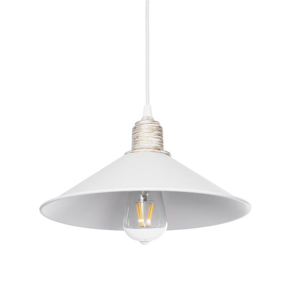 GLOBOSTAR® FERRO 203-0083 Μοντέρνο Κρεμαστό Φωτιστικό Οροφής με Ντουί 1 x E27 AC 220-240V IP20 - Λευκό & Χρυσό - Μ30 x Π30 x Υ15cm