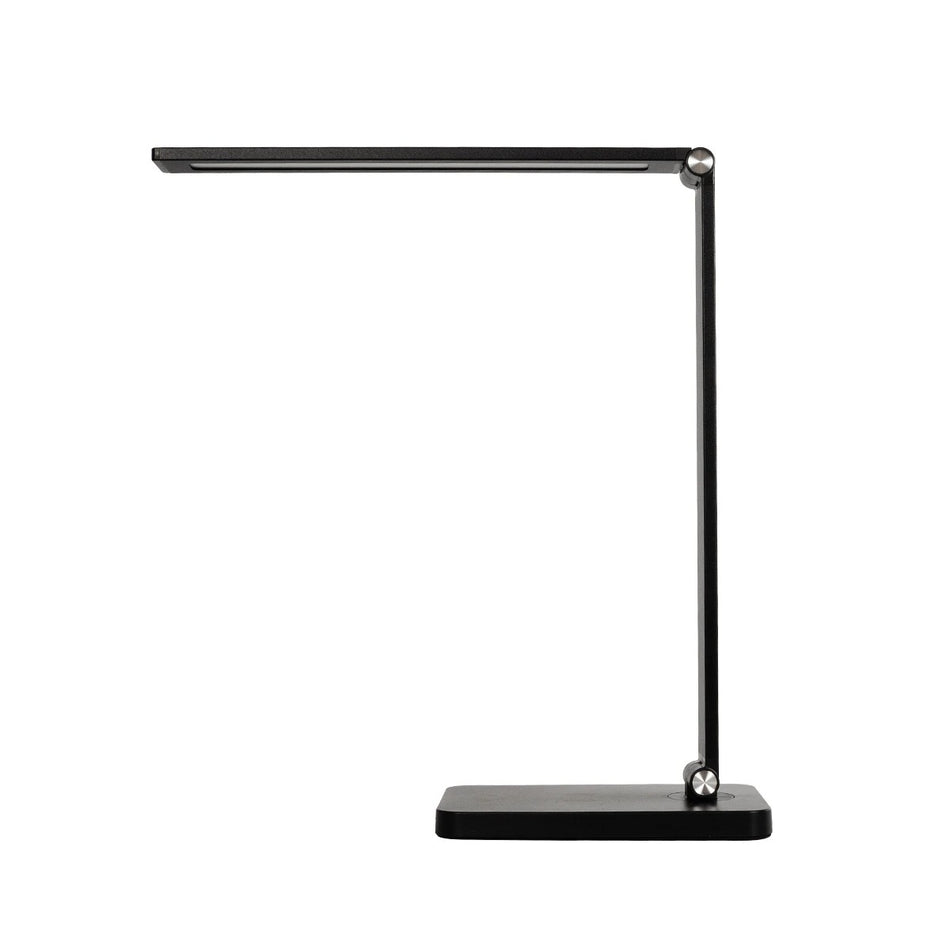 TEBLA 60482 Μοντέρνο Επιτραπέζιο Φωτιστικό Γραφείου με Ασύρματη Φόρτιση 5W 1A LED 5W 500lm 120° AC 220-240V IP20 Ρυθμιζόμενο Λευκό CCT με Αφή 2700K/4500K/6000K Dimmable - Bridgelux SMD Chip - Μαύρο - Μ11 x Π31 x Υ52cm - 2 Χρόνια Εγγύηση