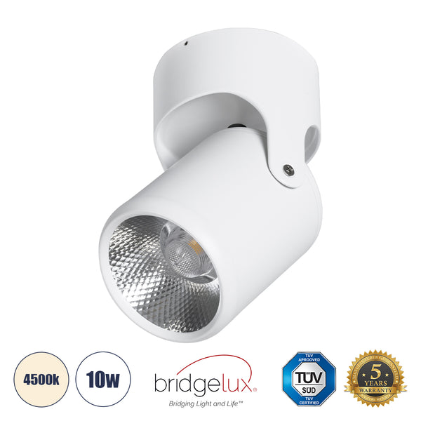 DETRONIC 60501 Surface Moving Spot Downlight LED 10 W 1300 lm 24° AC 220–240 V IP20 Φ9 cm x H16 cm – rund – Weiß – Naturweiß 4500 K – Bridgelux COB – TÜV-zertifizierter Treiber – 5 Jahre Garantie