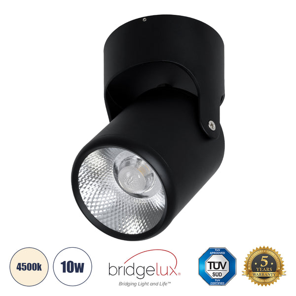 DETRONIC 60504 Surface Moving Spot Downlight LED 10W 1300lm 24° AC 220-240V IP20 Φ9cm x H16cm – Rund – Schwarz – Naturweiß 4500K – Bridgelux COB – TÜV-zertifizierter Treiber – 5 Jahre Garantie