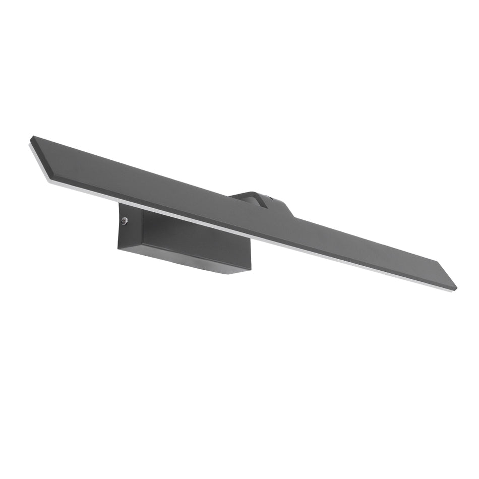 GLOBOSTAR® MIRROR 60516 Μοντέρνο Φωτιστικό Τοίχου - Απλίκα Καθρέπτη Μπάνιου LED 14W 1680lm 120° AC 220-240V IP54 Φυσικό Λευκό 4500K - Lumileds SMD Chip & TÜV SÜD Driver - Γκρι Ανθρακί Ματ - Μ58 x Π15 x Υ6cm - 2 Χρόνια Εγγύηση