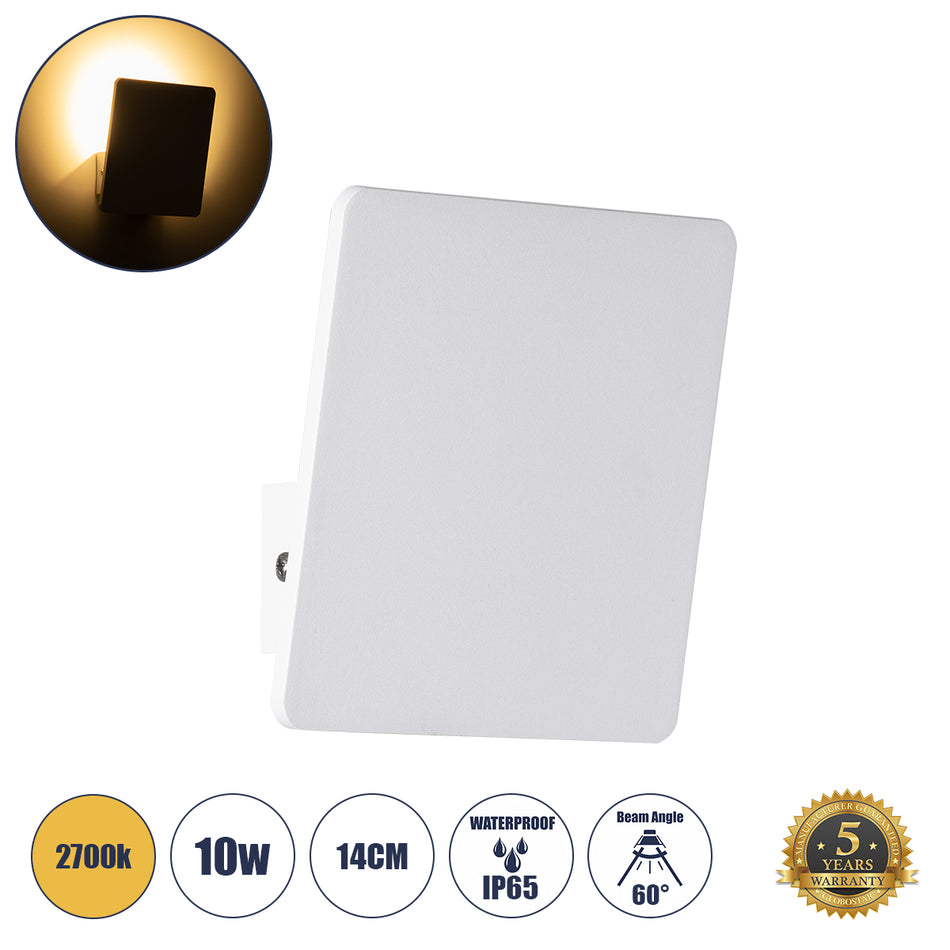 CUADRADO 60569 Μοντέρνο Φωτιστικό Τοίχου - Απλίκα LED 10W 1000lm 60°  Αδιάβροχο IP65 Θερμό Λευκό 2700K - Bridgelux COB Chip & TÜV SÜD Driver - Λευκό Ματ - Μ14 x Π14 x Υ4.5cm - 5 Χρόνια Εγγύηση
