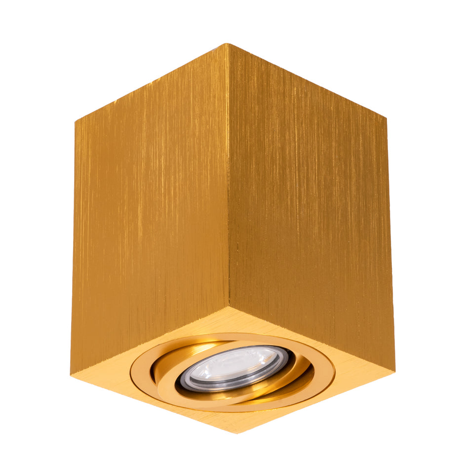 GLOBOSTAR® AKIRA 60624 Κινούμενο Φωτιστικό Downlight Σποτ με Ντουί 1 x GU10 AC 220-240V IP44 - Χρυσό Βούρτσας - Μ8 x Π8 x Υ10cm