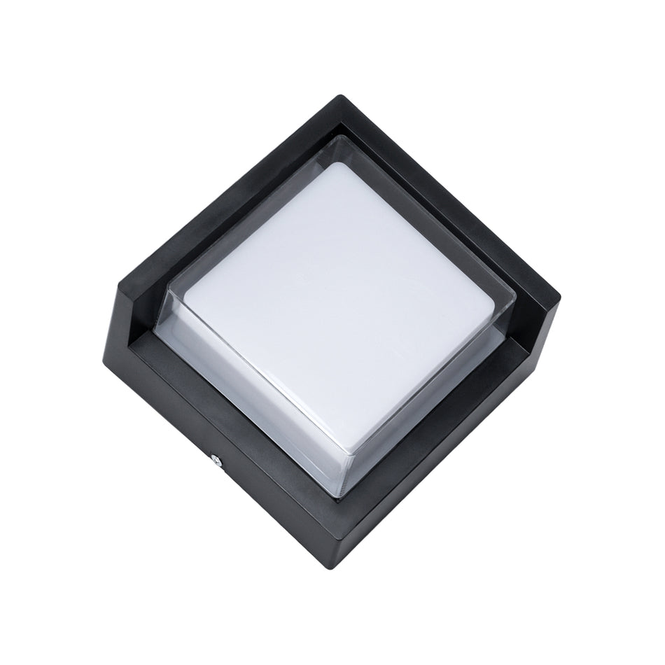 GLOBOSTAR® APEX 60770 Μοντέρνο Φωτιστικό Τοίχου - Απλίκα LED 10W 1050lm 120° AC 220-240V Αδιάβροχο IP65 Φυσικό Λευκό 4500K - Bridgelux SMD Chip - Μαύρο Ματ - Μ17 x Π17 x Υ9cm - 3 Χρόνια Εγγύηση