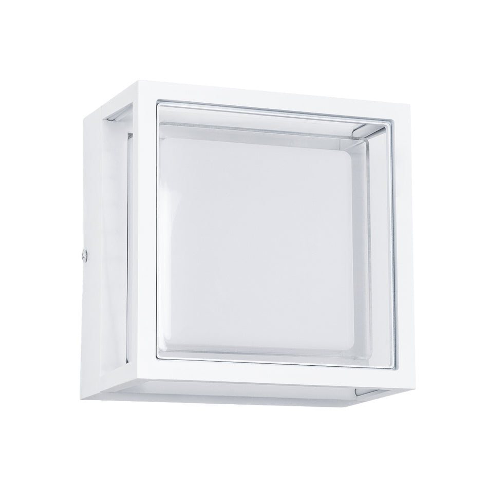 GLOBOSTAR® MAJESTIC 60775 Μοντέρνο Φωτιστικό Τοίχου - Απλίκα LED 10W 1050lm 120° AC 220-240V Αδιάβροχο IP65 Φυσικό Λευκό 4500K - Bridgelux SMD Chip - Λευκό Ματ - Μ17 x Π17 x Υ9cm - 3 Χρόνια Εγγύηση