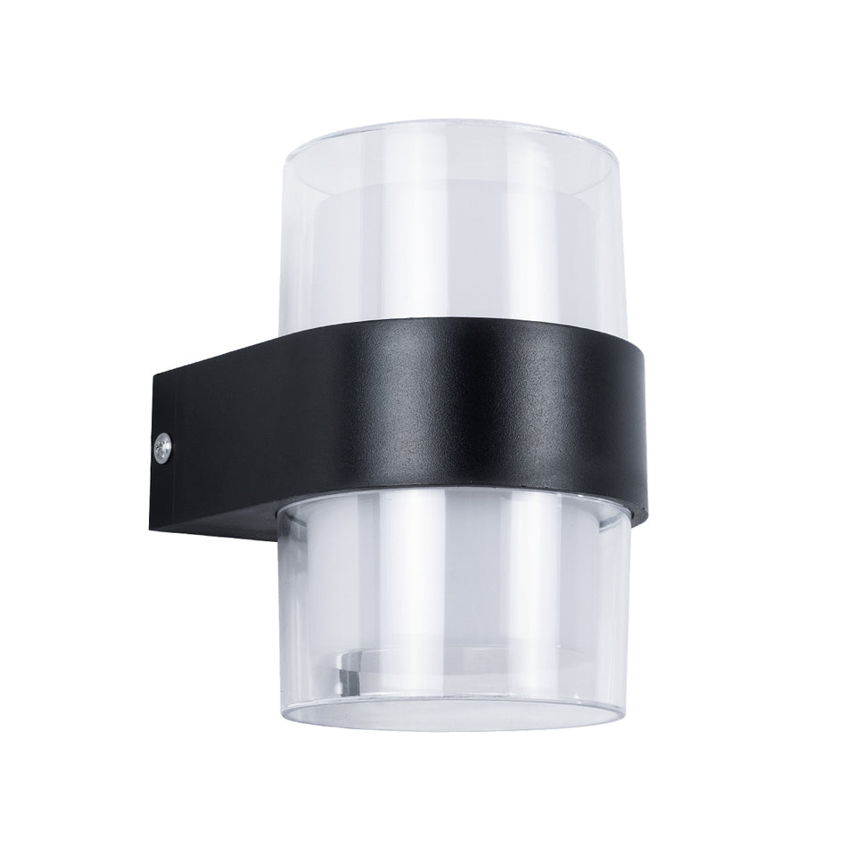 GLOBOSTAR® EMPIRE 60777 Μοντέρνο Φωτιστικό Τοίχου - Απλίκα LED 10W 1050lm 120° AC 220-240V Αδιάβροχο IP65 Θερμό Λευκό 2700K - Bridgelux SMD Chip & TÜV SÜD Driver - Διάφανο & Μαύρο Ματ - M10 x Π11 x Υ13.5cm - 3 Χρόνια Εγγύηση