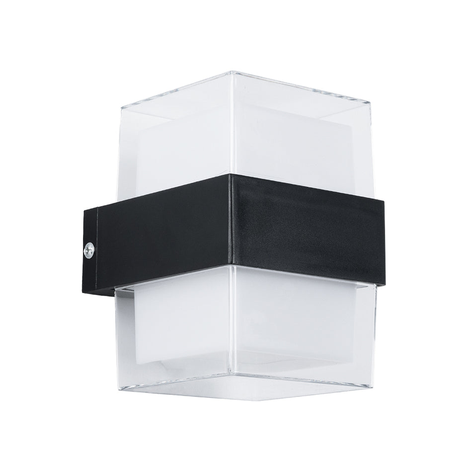 GLOBOSTAR® EMPIRE 60778 Μοντέρνο Φωτιστικό Τοίχου - Απλίκα LED 10W 1050lm 120° AC 220-240V Αδιάβροχο IP65 Φυσικό Λευκό 4500K - Bridgelux SMD Chip & TÜV SÜD Driver - Διάφανο & Μαύρο Ματ - Μ10.5 x Π9 x Υ13cm - 3 Χρόνια Εγγύηση