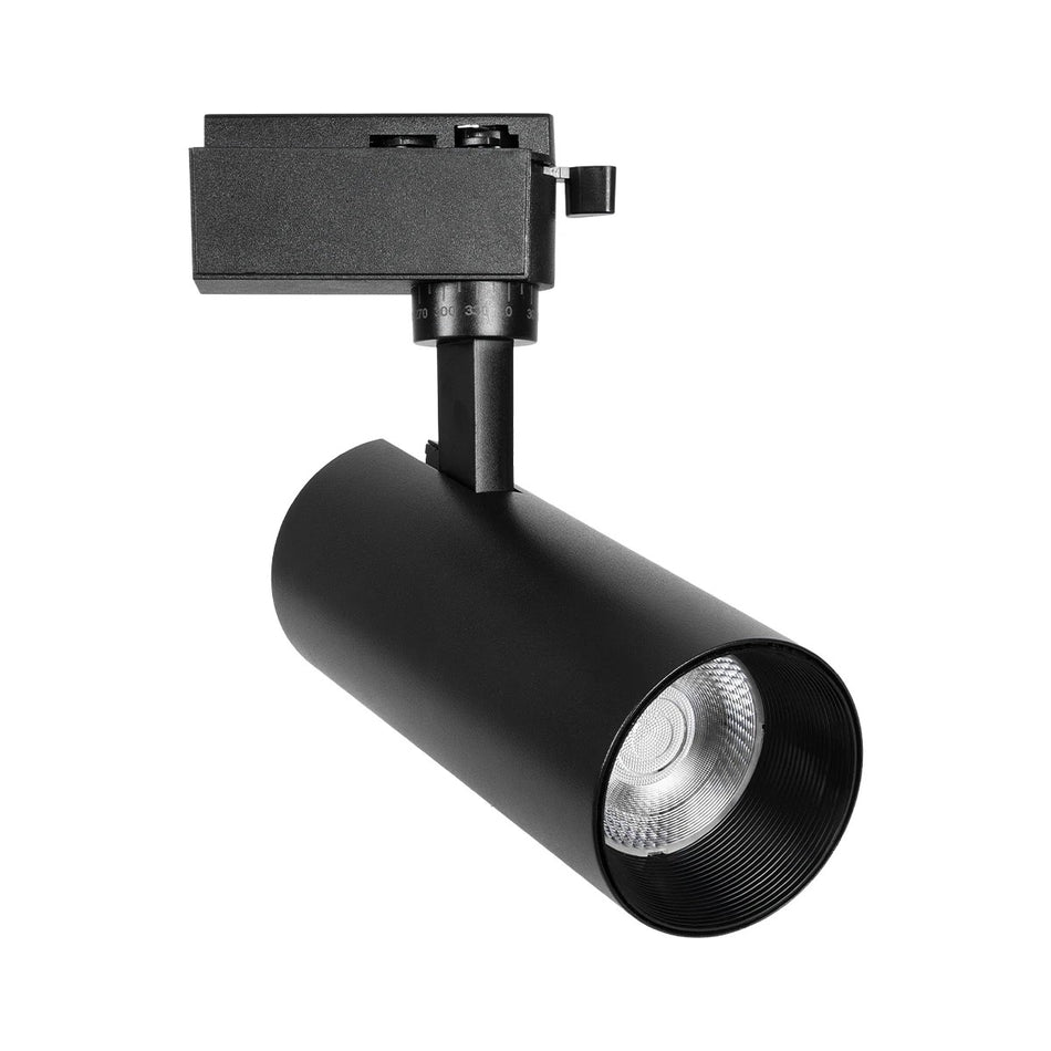 LUGANO 60810 Μονοφασικό Σποτ Ράγας LED 20W 2500lm 36°  IP20 Φυσικό Λευκό 4500K - Bridgelux COB Chip & TÜV SÜD Driver - Eurotrack 1PH - Μαύρο Ματ - Μ8.5 x Π6.5 x Υ20.5cm - 5 Χρόνια Εγγύηση