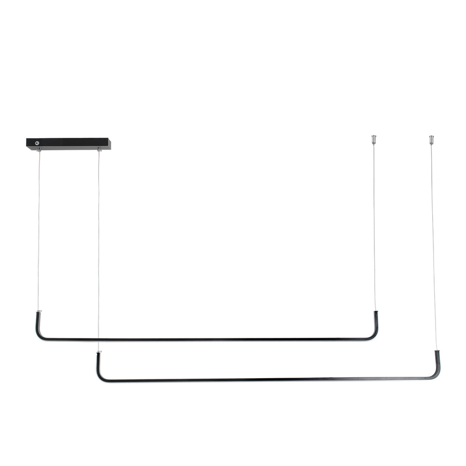 GLOBOSTAR® LINARIA DUO 60924 Μοντέρνο Κρεμαστό Φωτιστικό Οροφής LED 72W 8300lm 200° AC 220-240V IP20 Ρυθμιζόμενο Λευκό CCT με Χειριστήριο από 2700K έως 6000K Dimmable - Lumileds SMD Chip - Μαύρο Ματ - Μ220 x Π4 x Υ25cm - 3 Χρόνια Εγγύηση