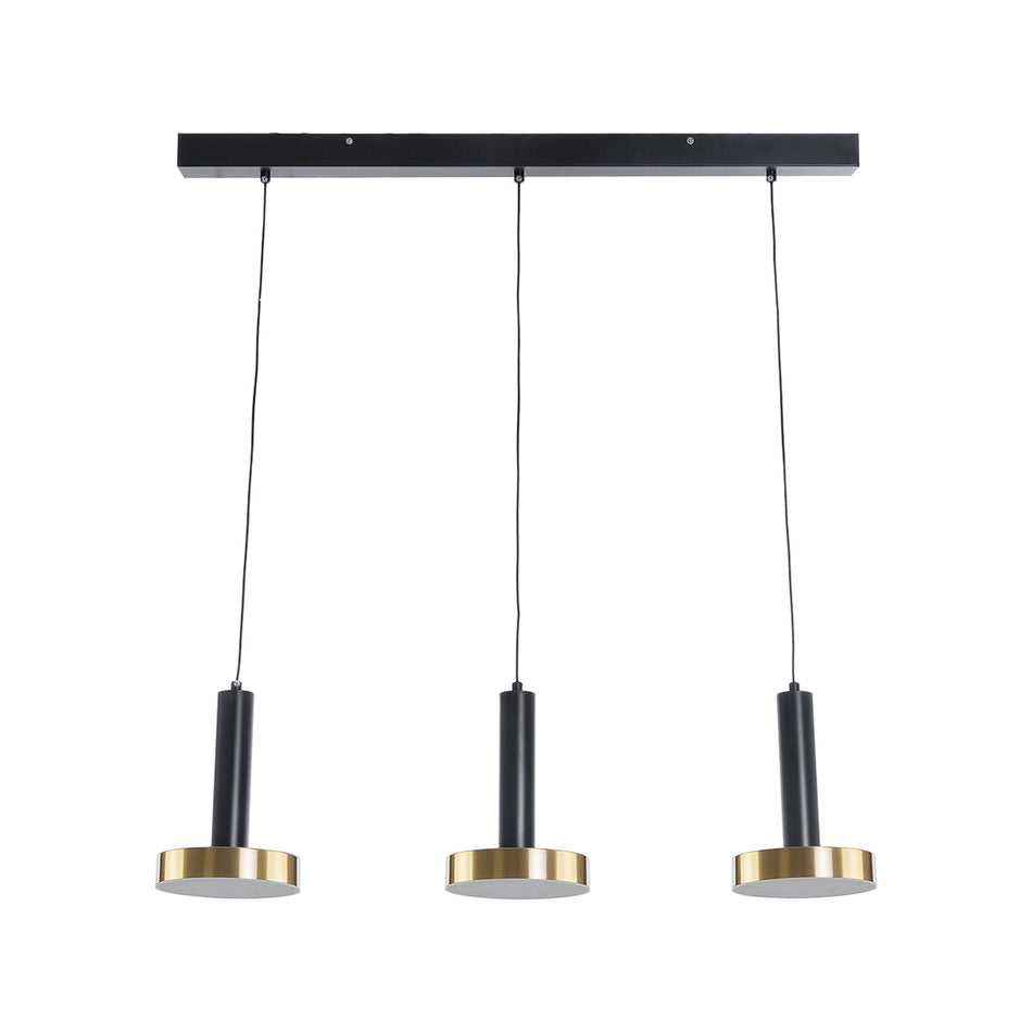 GLOBOSTAR® ZANE 60936 Μοντέρνο Κρεμαστό Φωτιστικό Οροφής LED 54W 6048lm 120° AC 220-240V IP20 Ρυθμιζόμενο Λευκό CCT με Χειριστήριο από 2700K έως 6000K Dimmable - Lumileds SMD Chip - Μαύρο Ματ & Χρυσό - Μ80 x Π15 x Υ20cm - 3 Χρόνια Εγγύηση