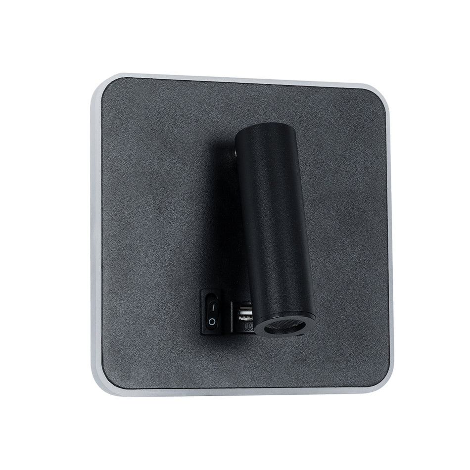 GLOBOSTAR® LADY-S 60942 Μοντέρνο Φωτιστικό Τοίχου - Απλίκα Ξενοδοχείου Reading Light με Φορτιστή USB 3A LED 6W 600lm 36° & 360° AC 220-240V IP20 Φυσικό Λευκό 4500K - Bridgelux COB Chip & TÜV SÜD Driver - Μαύρο Ματ - Μ15 x Π15 x Υ7cm - 3 Χρόνια Εγγύηση