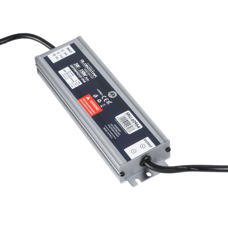 GLOBOSTAR® LUMISPLASH 60964 Τροφοδοτικό/Μετασχηματιστής Class II SELV 150W 6.25A DC 24V Αδιάβροχο IP68 - AC 220-240V σε DC 24V - Μ20 x Π5.5 x Υ2.5cm - 3 Χρόνια Εγγύηση