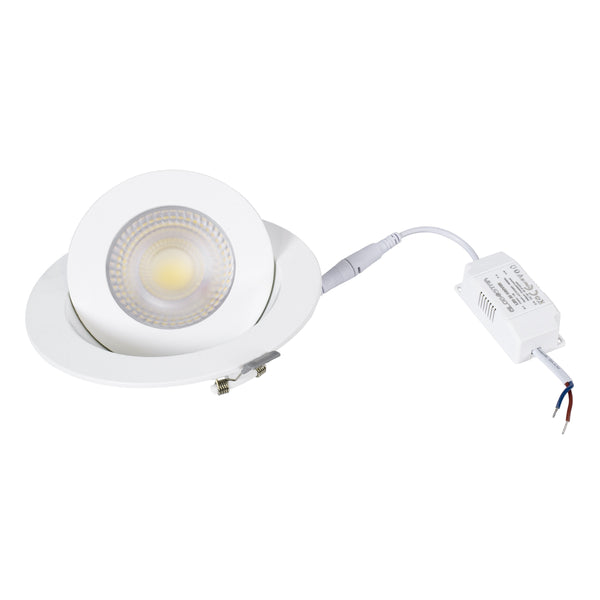 LEXIS JOINT 60988 LED-Einbau-Downlight mit beweglichem Spot, 12 W, 1200 lm, 45° AC, 220–240 V, IP44, Φ15,8 cm x H4,1 cm – rund – Weiß – Naturweiß 4500 K – Bridgelux-Chip – TÜV-zertifizierter Treiber – 5 Jahre Garantie