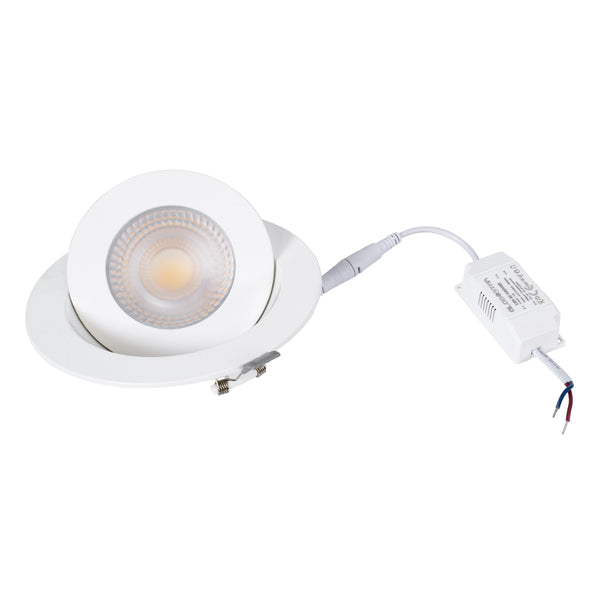 LEXIS JOINT 60989 Einbau-LED-Downlight mit beweglichem Spot, 12 W, 1140 lm, 45° AC, 220–240 V, IP44, Φ15,8 cm x H4,1 cm – rund – Weiß – Warmweiß 2700 K – Bridgelux-Chip – TÜV-zertifizierter Treiber – 5 Jahre Garantie