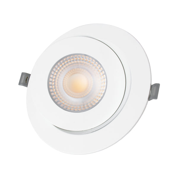 LEXIS JOINT 60989 Einbau-LED-Downlight mit beweglichem Spot, 12 W, 1140 lm, 45° AC, 220–240 V, IP44, Φ15,8 cm x H4,1 cm – rund – Weiß – Warmweiß 2700 K – Bridgelux-Chip – TÜV-zertifizierter Treiber – 5 Jahre Garantie