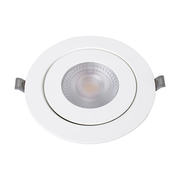 LEXIS JOINT 60989 Χωνευτό LED Κινούμενο Spot Downlight 12W 1140lm 45° AC 220-240V IP44 Φ15.8cm x Υ4.1cm - Στρόγγυλο - Λευκό - Θερμό Λευκό 2700K - Bridgelux Chip - TÜV Certified Driver - 5 Years Warranty