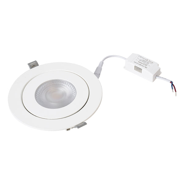 LEXIS JOINT 60989 Χωνευτό LED Κινούμενο Spot Downlight 12W 1140lm 45° AC 220-240V IP44 Φ15.8cm x Υ4.1cm - Στρόγγυλο - Λευκό - Θερμό Λευκό 2700K - Bridgelux Chip - TÜV Certified Driver - 5 Years Warranty