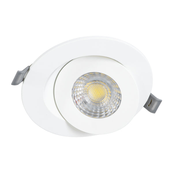 LEXIS JOINT 60990 Einbau-LED-Downlight mit beweglichem Spot, 7 W, 680 lm, 45° AC, 220–240 V, IP44, Φ12 cm x H3,1 cm – rund – Weiß – Naturweiß 4500 K – Bridgelux-Chip – TÜV-zertifizierter Treiber – 5 Jahre Garantie