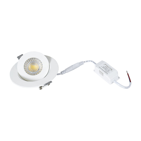 LEXIS JOINT 60990 Einbau-LED-Downlight mit beweglichem Spot, 7 W, 680 lm, 45° AC, 220–240 V, IP44, Φ12 cm x H3,1 cm – rund – Weiß – Naturweiß 4500 K – Bridgelux-Chip – TÜV-zertifizierter Treiber – 5 Jahre Garantie