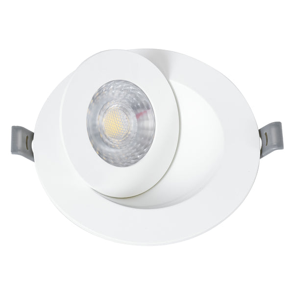 LEXIS JOINT 60990 Einbau-LED-Downlight mit beweglichem Spot, 7 W, 680 lm, 45° AC, 220–240 V, IP44, Φ12 cm x H3,1 cm – rund – Weiß – Naturweiß 4500 K – Bridgelux-Chip – TÜV-zertifizierter Treiber – 5 Jahre Garantie