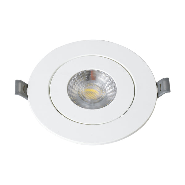 LEXIS JOINT 60990 Einbau-LED-Downlight mit beweglichem Spot, 7 W, 680 lm, 45° AC, 220–240 V, IP44, Φ12 cm x H3,1 cm – rund – Weiß – Naturweiß 4500 K – Bridgelux-Chip – TÜV-zertifizierter Treiber – 5 Jahre Garantie