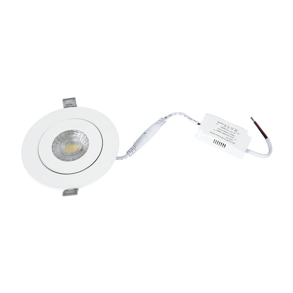 LEXIS JOINT 60990 Einbau-LED-Downlight mit beweglichem Spot, 7 W, 680 lm, 45° AC, 220–240 V, IP44, Φ12 cm x H3,1 cm – rund – Weiß – Naturweiß 4500 K – Bridgelux-Chip – TÜV-zertifizierter Treiber – 5 Jahre Garantie