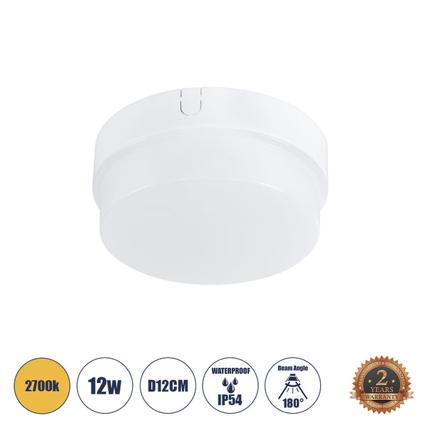 REVANO 61013 LED-Deckenleuchte, rund, Φ12, 12 W, 1080 lm, 180° AC, 220–240 V, wasserdicht, IP54 – 2 Jahre Garantie