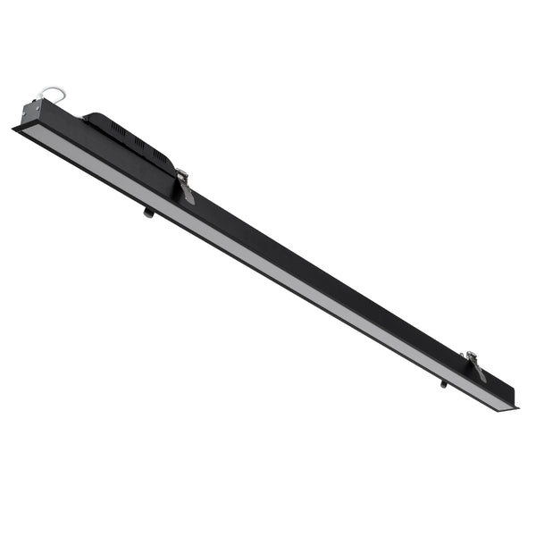 LUCA 61032 Lineare Einbauleuchte Linear LED CCT 54 W 6500 lm 120° AC 220–240 V M121,5 x B5 x H4 cm – Beleuchtung per Fernbedienung schalten, alles in einem, kalt 6000 K + natürlich 4500 K + warm 2700 K, dimmbar – Schwarz – 3 Jahre Garantie