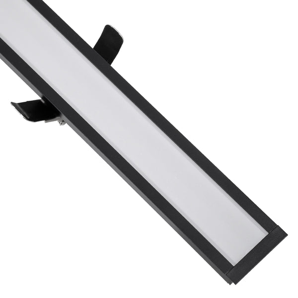 LUCA 61032 Lineare Einbauleuchte Linear LED CCT 54 W 6500 lm 120° AC 220–240 V M121,5 x B5 x H4 cm – Beleuchtung per Fernbedienung schalten, alles in einem, kalt 6000 K + natürlich 4500 K + warm 2700 K, dimmbar – Schwarz – 3 Jahre Garantie