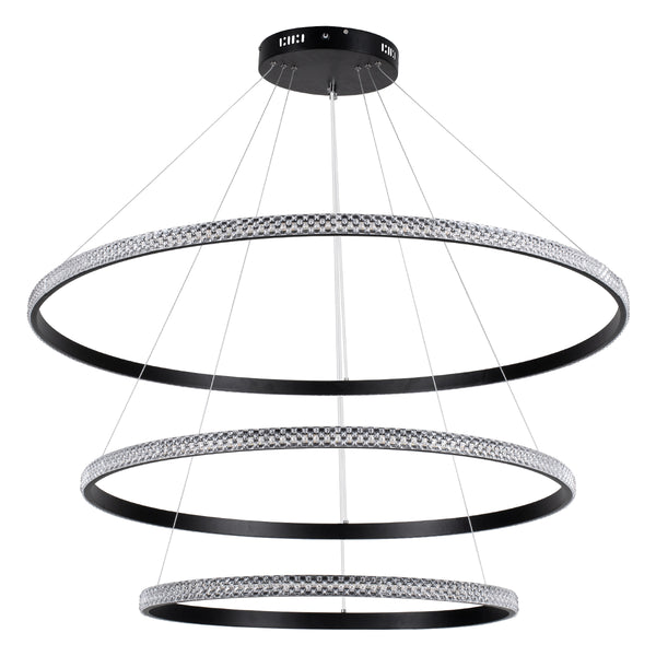 DIAMOND TRIO 61140 Κρεμαστό Φωτιστικό Δαχτυλίδι-Κύκλος LED CCT 150W 18379lm 360° AC 220-240V - Εναλλαγή Φωτισμού μέσω Τηλεχειριστηρίου All In One Dimmable - Μαύρο - 3 Years Warranty