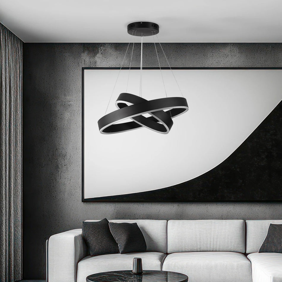 kelvo® VENOM 61185-DECO Μοντέρνο Κρεμαστό Φωτιστικό Οροφής LED 75W 8818lm 120° AC 220-240V IP20 Ρυθμιζόμενο Λευκό CCT με Χειριστήριο από 2700K έως 6000K Dimmable - Lumileds SMD Chip - Μαύρο Ματ - Μ60 x Π60 x Υ40cm - 3 Χρόνια Εγγύηση