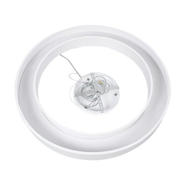 RA 61197 Κρεμαστό Φωτιστικό Δαχτυλίδι-Κύκλος LED CCT 75W 8250lm 120° AC 220-240V - Εναλλαγή Φωτισμού μέσω Τηλεχειριστηρίου All In One Ψυχρό 6000k+Φυσικό 4500k+Θερμό 2700k Dimmable Φ80cm - Λευκό - 3 Years Warranty