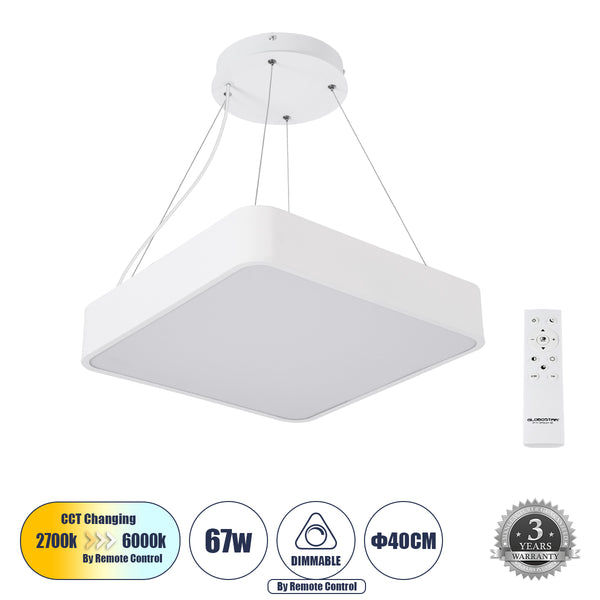 KAMALA 61207-P Abgehängte LED-Deckenleuchte CCT 67 W 7370 lm 120 ° AC 220–240 V – Beleuchtung über All-in-One-Fernbedienung schalten – 3 Jahre Garantie