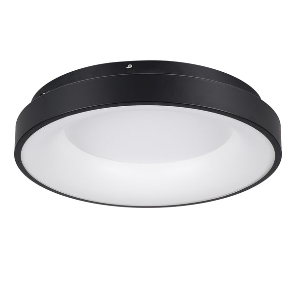 SALEM 61233 Deckenleuchte Ring-Circle LED CCT 75 W 8625 lm 120° AC 220–240 V – Beleuchtung per Fernbedienung schalten, alles in einem, kalt 6000 K + natürlich 4500 K + warm 2700 K, dimmbar Φ45 cm – Schwarz – 3 Jahre Garantie