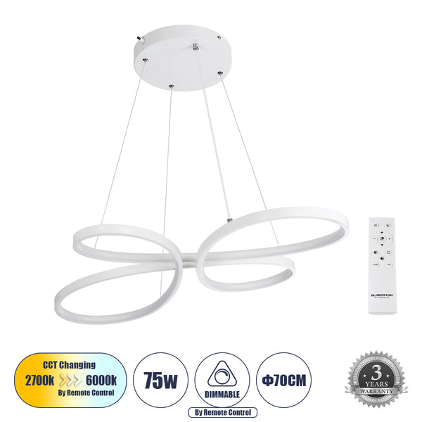 BUTTERFLY 61392 Hänge-Deckenleuchte Design LED CCT 75 W 8400 lm 300 ° AC 220–240 V – Beleuchtung über All-in-One-Fernbedienung schalten – 3 Jahre Garantie